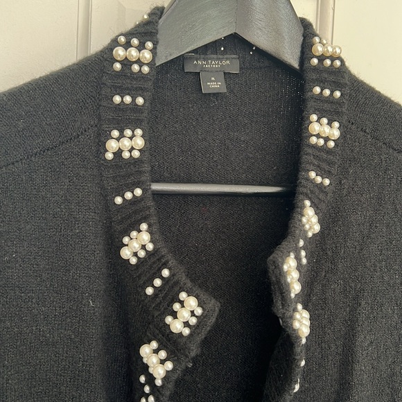 Ann Taylor Factory Pearl Detail Cardigan Sweater - Picture 2 of 4